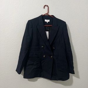 Reiss Double Breated Wool Blazer Size 14 US Navy blue Larson Twill